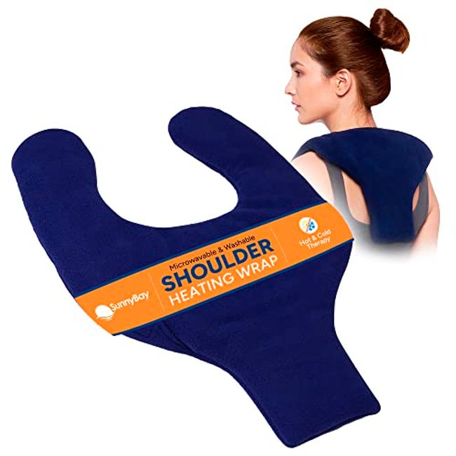 Sunny Bay Microwavable Neck Heating Pad for Pain Relief, Washable Neck Wrap Blue, Size: Medium