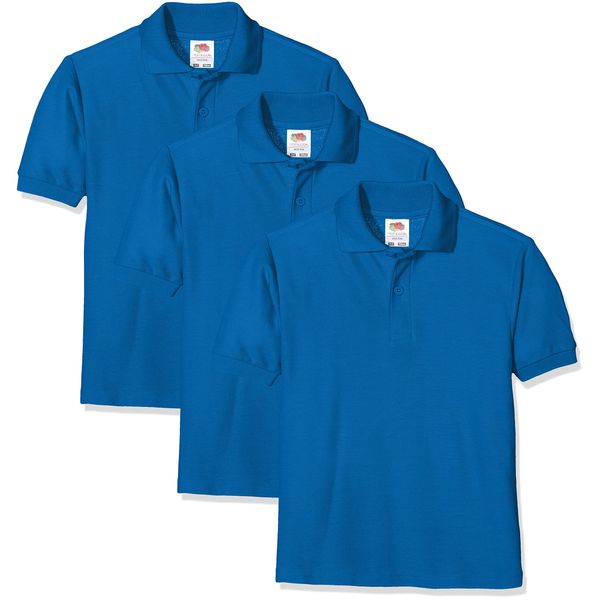 FRUIT OF THE LOOM Unisex Baby Short Sleeve Polo Shirt, Royal, 3-4 Years UK