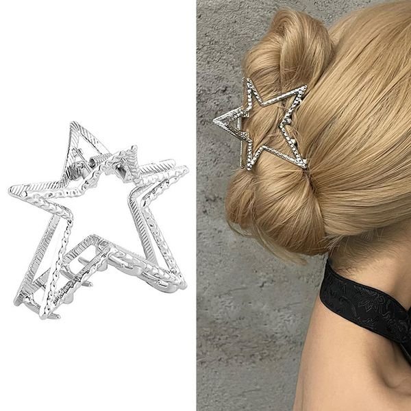 One Piece Elegant Metal Star Hair Claw Fashionable Star Designs Hair Barrettes Strong Hold Non Slip Hair Claws for Women Girls Thin Thick Hair