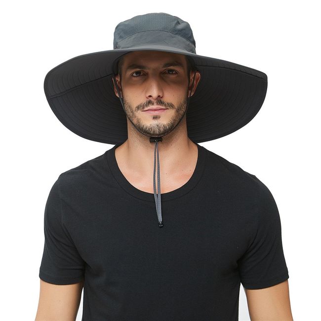 HLLMAN Super Wide Brim Sun Hat-UPF 50+ Protection,Waterproof Bucket Hat for Fishing, Hiking, Camping,Breathable Nylon & Mesh