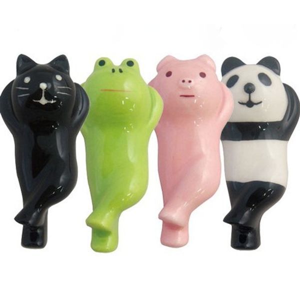 (haru) Loose Cute Animal Fly Sleeping Chopstick Rest Frog Panda Pig Cat Set of 4