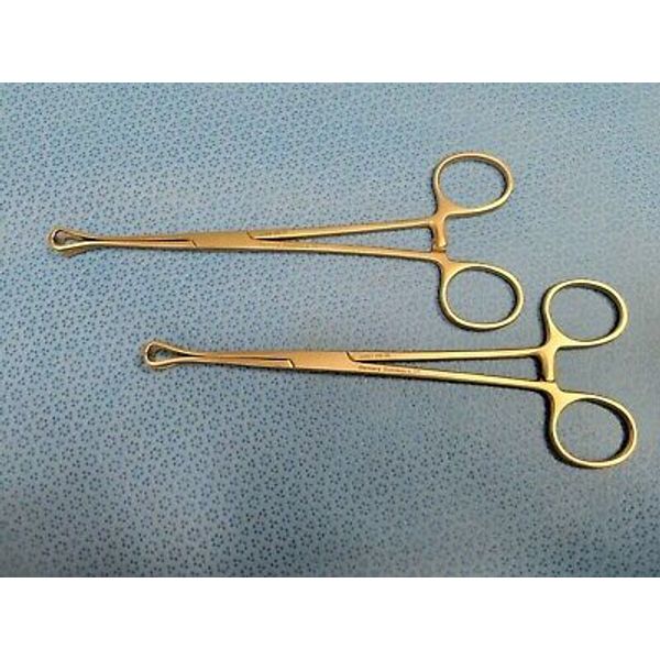 Lot of 2 Jarit 136-181 6" 8mm Wide Jaw Babcock Tissue Forceps Orthopedic