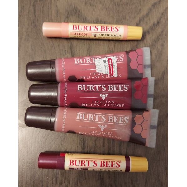 Lot Of 7 Burt’s Bees Lip Gloss & Shimmers- New!