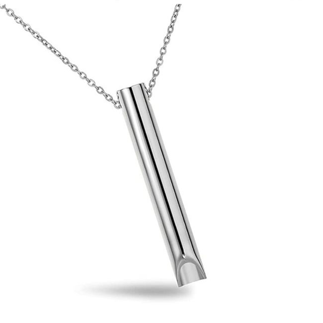 Anxiety Relief Mindful Necklace, Colourfast Stainless Steel Breathing Necklace For Stress Relief, Whistle Anxiety Relief Necklace For Women And Men, Calms For Anxiety, Meditation Breathing Exercises