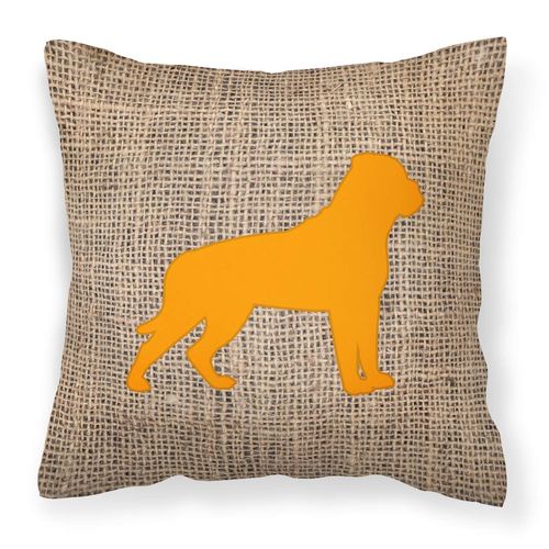 Caroline's Treasures BB1083-BL-OR-PW1818 Rottweiler Burlap and Orange BB1083 Fabric Decorative Pillow Machine Washable, Indoor Outdoor Decorative Pillow for Couch, Bed or Patio, 18Hx18W