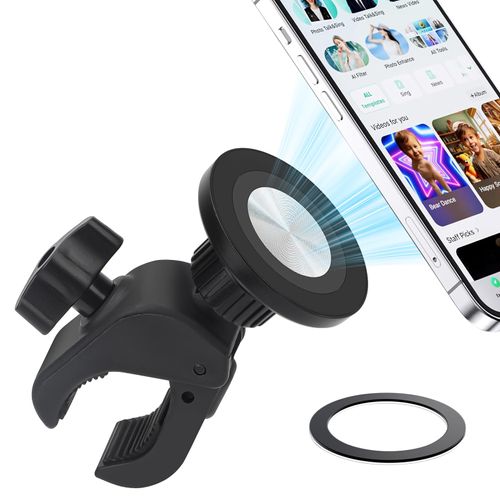 EEEKit Bike Phone Holder, Magnetic Motorcycle Handlebar Phone Mount for iPhone Magsafe and All Smartphones, for Stationary Exercise Bike Treadmill Gym Fitness Equipment