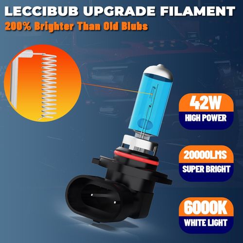 LECCIBUB Fog Light Bulbs Compatible With Hyundai Elantra 2004-2006, 9006 Fog Lights Halogen Light Bulb, Super Bright 6000K White, Plug and Play, Pack of 2
