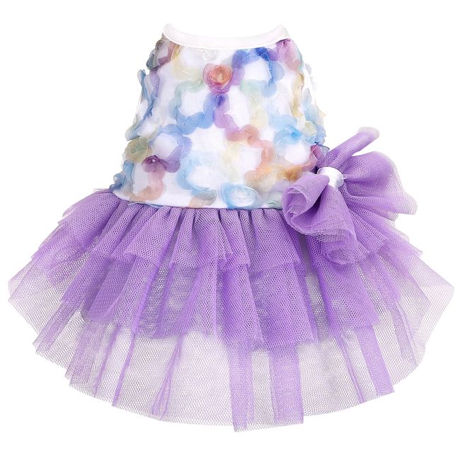 BOTOWO Hund Tutu Kleid Sommer Ärmel und Mädchen Kleider Schöne Spitze Verneigung Leichte Welpenbekleidung (lila, s)