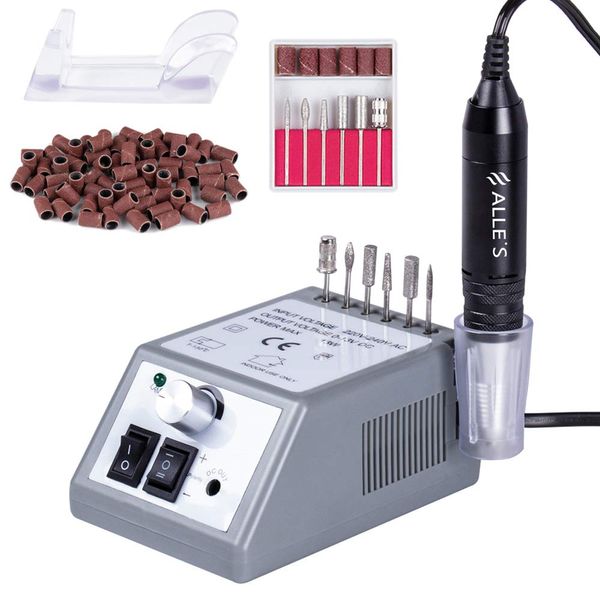 Professional Electric Nail Drill 30,000 RPM Efile Buffer Manicure Grinder Tools for Acrylic Nails with Nail Drill Bits Set and Sanding Bands (Grey)