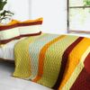 Onitiva [Ruk Sorn Rode] 3PC Vermicelli-Quilted Patchwork Quilt Set (Full/Queen Size)