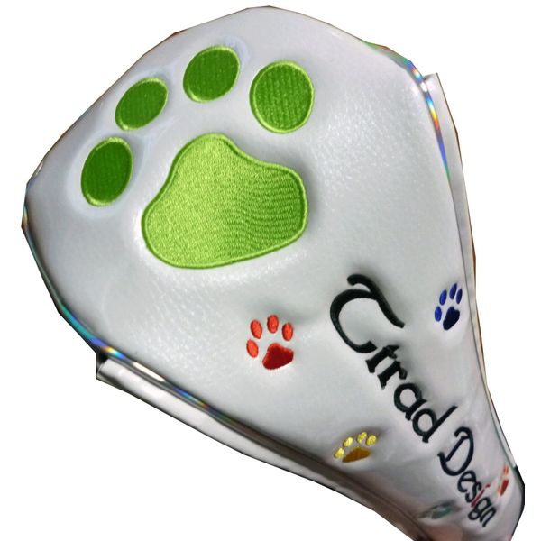 Paw Head Cover Magnetic Front Open Type (White/Green)