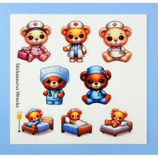 Health Care Bears Doctor & Nurse Teddy Bears Mini Sticker Sheet