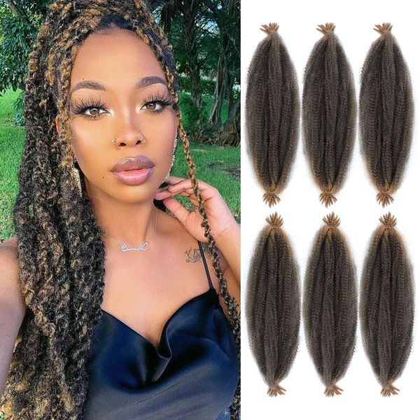 Afro Twist Hair Springy Afro Twist Hair Pre Fluffed Spring Twist Hair 24 Inch 6 Packs Pre Stretched Wrapping Hair for Soft Locs Hair Extensions (24 Inch (Pack of 6), T27#)