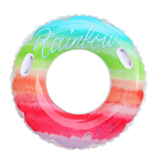 Rainbow, Swimming Float, Cute, Float, Includes Handle, Air Pump, Foldable, Stylish, For Adults and Children, Beach, Pool, Party, Exercise, Water Play, Heat Protection (Rainbow, 39.4 inches (100 cm)