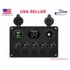 ON OFF Switch Panel Rocker Toggle 5 Gang Switch Panel USB Boat Marine RV Camper