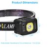 2 Packs Rechargeable COB LED Head Lamp Flashlight Headlamp with Motion Sensor