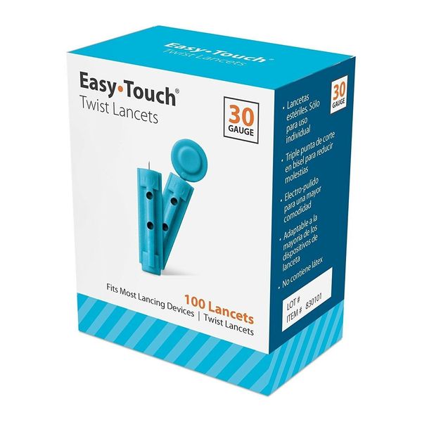 Easy Touch Twist Lancets Triple Bevel Cut Sterile Latex Free Single Use 100ct