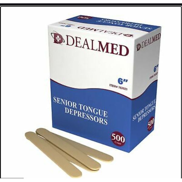 Dealmed 782021 Senior Tongue Depressors 6 inch, 500 Count, Non-Sterile