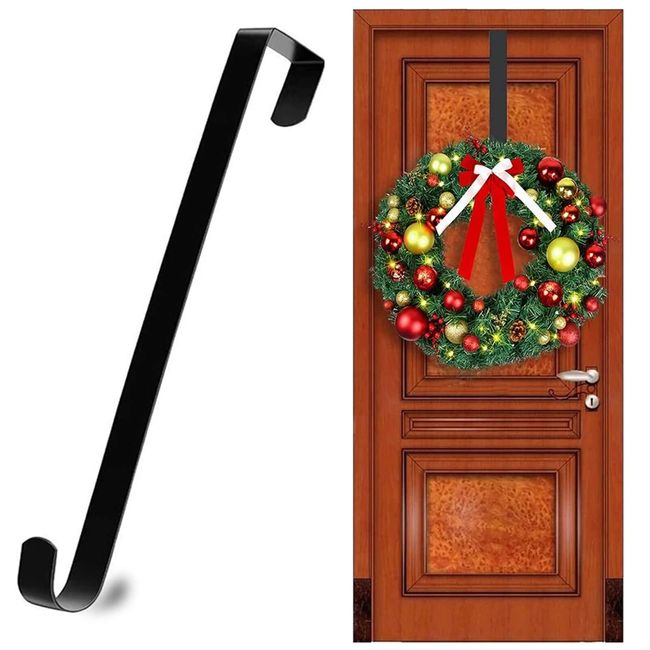 Christmas Wreath Hook, Wreath Hanger, Entryway, S-Shaped Hook, Black, New Year, Decoration, Wreath, Door Hook, Hanging Wreath, Metal Hook, For Over the Door, Easy Installation, No Tools Required,