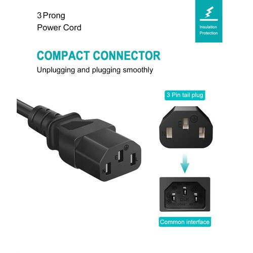 6 Ft AC Power Cord Compatible with Horizon Fitness Treadmills Ellipticals, Universal 3 Prong Power Cable Replacement