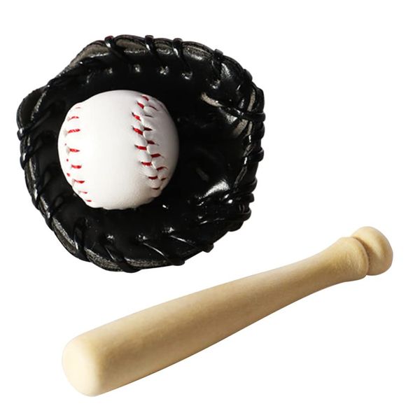 NUOBESTY Halloween Miniatures 1 Set of Miniature Baseball Bats Gloves Kit Decorative Simulation Tiny House Accessories Baseball Birthday Decorations