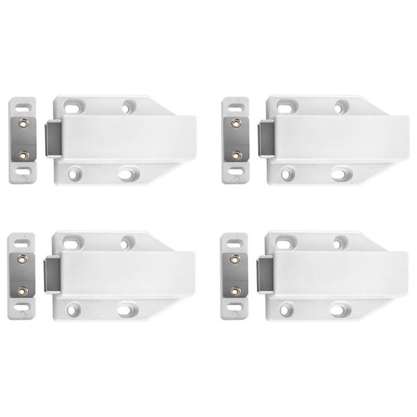 QWORK® Magnetic Push Latches, 4 Pack Push to Open Cabinet Latch Magnetic for Cabinet, Drawer, Cupboard, Wardrobe, Chipboard, Sideboard, Cooking Utensils