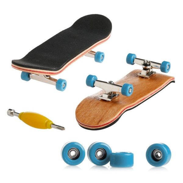 1 Pack Professional Mini Maple Wooden Fingerboards, Finger Skateboard Toy Set for Kids (Light Blue)