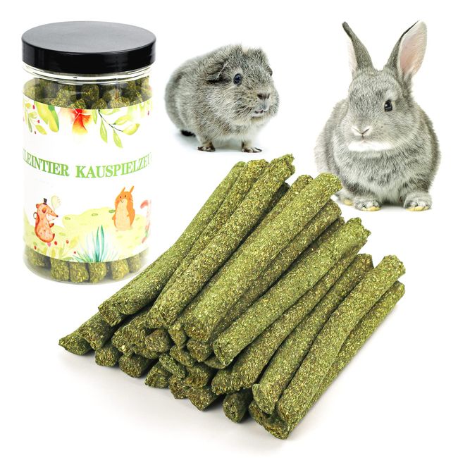 Reyshin 30 Stück Kaninchen Kauspielzeug, Meerschweinchen Spielzeug Timothy Heu Stick Kleintiere Zahnschleif Snacks für Kaninchen Chinchilla Hamster Meerschweinchen