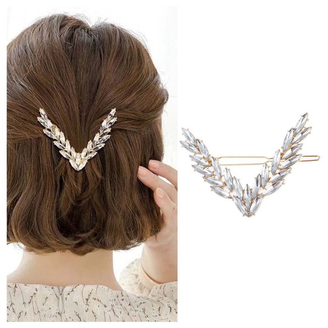 Dervivea Vintage Kristall V Haarspangen Haarnadel Geometrische V-förmige Haarnadeln Barrette Gold Strass Haarspange Haarspange Glänzend Braut Haarnadel Zubehör Für Frauen Und Mädchen Kopfschmuck