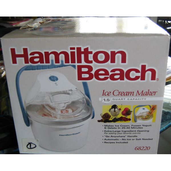 Hamilton Beach 68220 1.5-Quart Capacity Ice Cream Maker, White