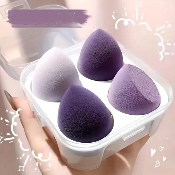 4 Pieces Makeup Sponge Washable Makeup Sponge Super Soft Makeup Tool Suitable for Liquid Foundation Cream (Purple Set)