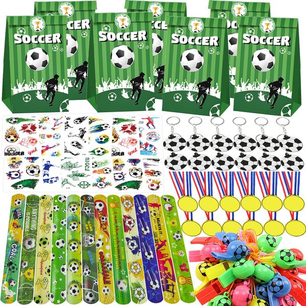 BJPERFMS 72 PCS Football Party Bags, Football Party Bags Fillers with Football Keyring，Football Bracelet，Football Whistles Tattoos Soccer Balls Party Bags for Kids Birthday Christmas Gifts