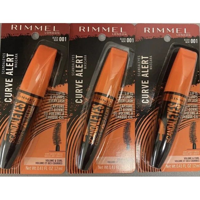 Lot of 3 Rimmel Scandaleyes Curve Alert  Mascara #001 BLACK