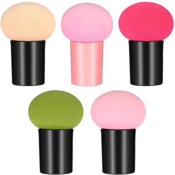 LALAFINA Makeup Sponge, Makeup Puff, Mushroom Puff Sponge Puff for Wet and Dry Use, Makeup Tools, Case, Multi-functional, Makeup Sponge Puff Portable, Cute, Set of 5 (Random Colors)