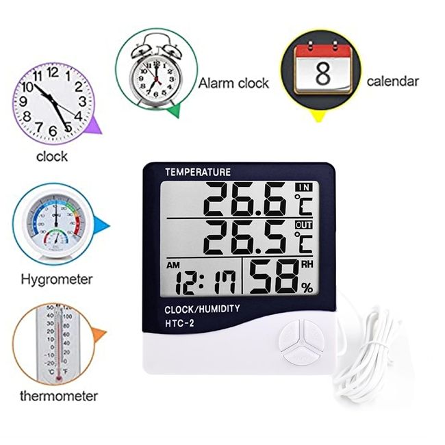 New Digital LCD Temperature Humidity Meter Clock Indoor Hygrometer  Thermometer