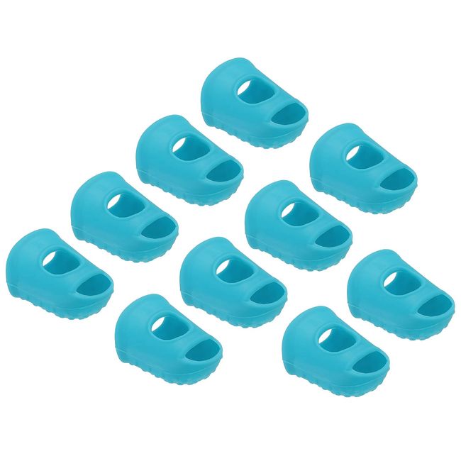 PATIKIL Finger Tips Anti Slip Fingertip Protector, 10 Pack 28mm Silicone Finger Guard for Paper Sorting Sewing Guitar Playing, Light Blue M Size