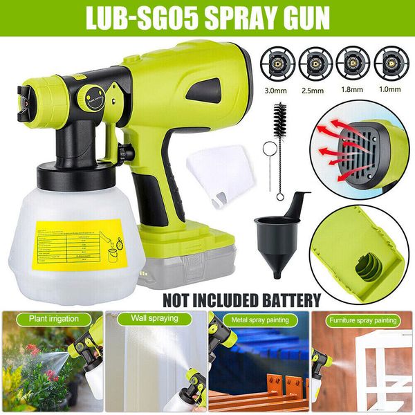 Cordless High Pressure Spray Gun Paint Sprayer For Ryobi 18V Battery