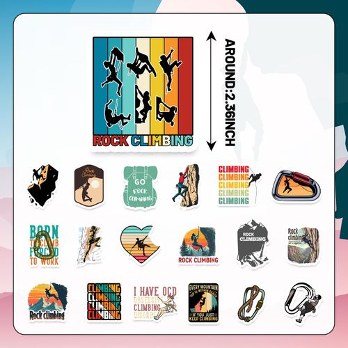 120PCS Climbing Stickers, Rock Climbing Party Favors Birthday Party Decorations Vinyl Waterproof Stickers for Water Bottle Laptop Luggage Helmet Gifts for Teens Boys Girls Adult