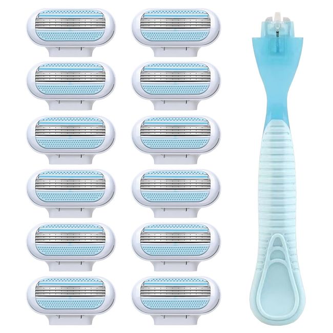 12 Pcs Women'S Razor Blades Refills, Compatible with Gillette Venus Smooth Razor, 3 Layer Blade Washable Easy to Replace Deliver an Extra Smooth Shave that Lasts