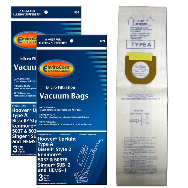 EnviroCare Replacement Micro Filtration Vacuum Bags Designed to Fit Hoover Type A Uprights 6 Bags