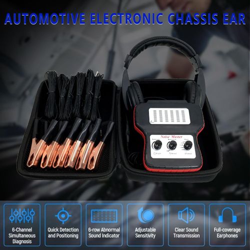 ZKTOOL Chassis Ears Electronic Stethoscope Diagnostic Kit with Headphones, Electronic Ears Automotive,6 Channel Car Engine Noise Finder Sound Detector Tester Tool Set