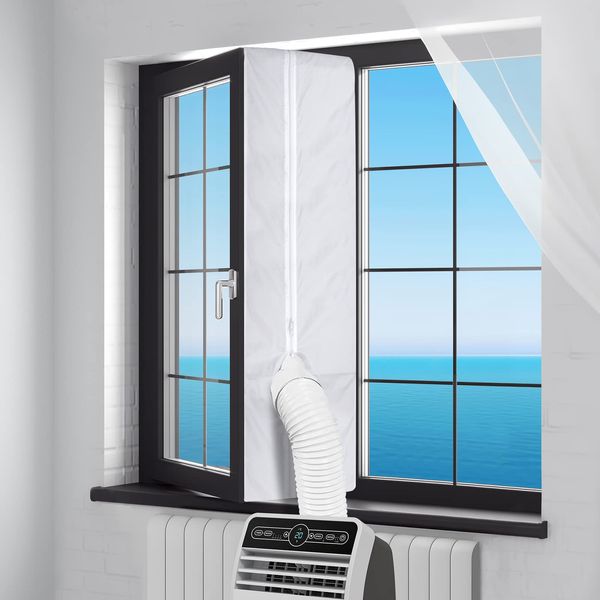 flintronic Air Conditioner Window Seal, 300cm/118Inch Portable Universal Conditioner Window Kit with Zip, Anti-Mosquito Waterproof Resistant Window Seal Unit for Mobile Air Conditioner and Tumble Drye