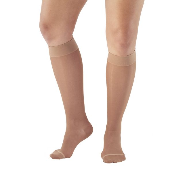 Ames Walker AW Style 16 Sheer Support 15-20mmHg CT Knee High Stockings LTNude XLarge