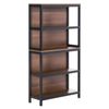 4 Tier Bookshelf Utility Storage Shelf Organizer w/Back Support, Black