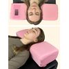 XOLLOZ Pillow for Eyelash Extensions - Curved Memory Foam Lash Bed Pillow with Neck and Back Support, Perfect Pillow for Eyelash Extensions, Two Pockets for Tools On The Sides of Pillow - Pink