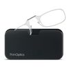 ThinOptics Reading Glasses + Universal Pod Compact Case | Clear Frame, Black Case, Folding Reading Glasses 1.00 Strength Readers