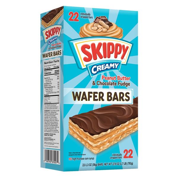 SKIPPY Creamy Peanut Butter & Chocolate Fudge Wafer Bars 22 individule wrapped bars