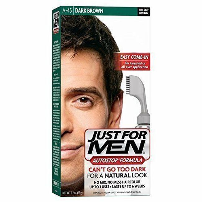 Just For Men AutoStop Mens Easy Comb-In Hair Color Dark Brown A45 1 ct Pack of 2