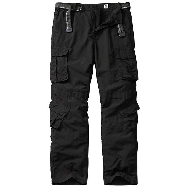 linlon Men's Outdoor Casual Quick Drying Lightweight Hiking Cargo Pants with 8 Pockets,Black,32