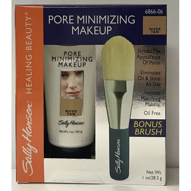 4 Sally Hansen Pore Minimizing Makeup (Nude Tan) with Bonus Brush 1 oz 6866-06